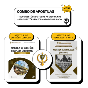Combo Apostila de Questões Completa e Apostila de Simulados 01 ao 05 CFSD PMMG 2025