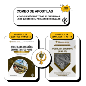 Combo Apostila de Questões Completa e Apostila de Simulados 01 ao 10 CFSD PMMG 2025